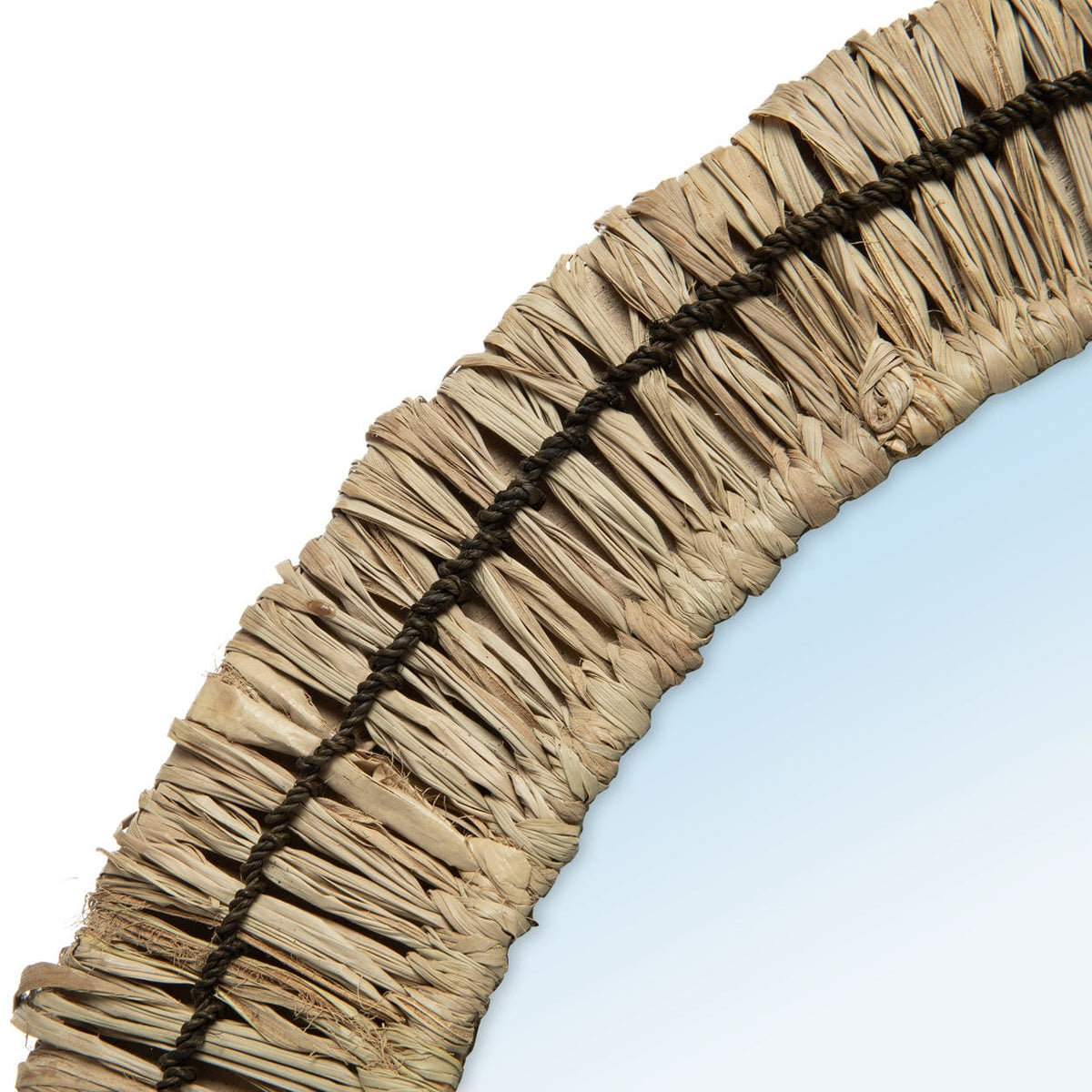 Miroir rond en raphia tressé noir et beige 51cm Gajih - Bazar Bizar — vue 2