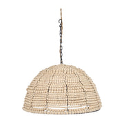 Suspension en perles de bois beige et métal 48cm Wooden Bead Dome - Bazar Bizar