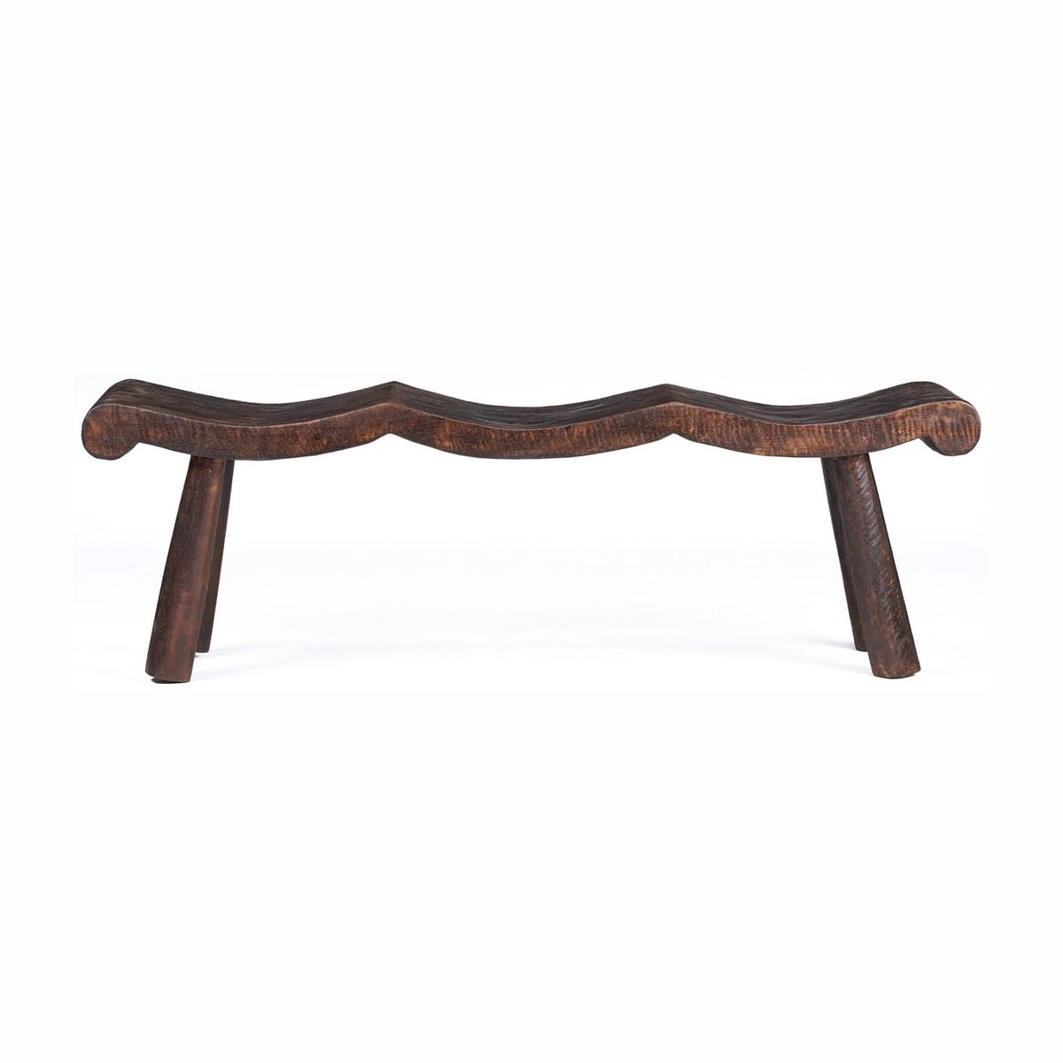 Banc en bois de manguier massif marron foncé 155x35x50cm Lombok Wave - Bazar Bizar — vue 10