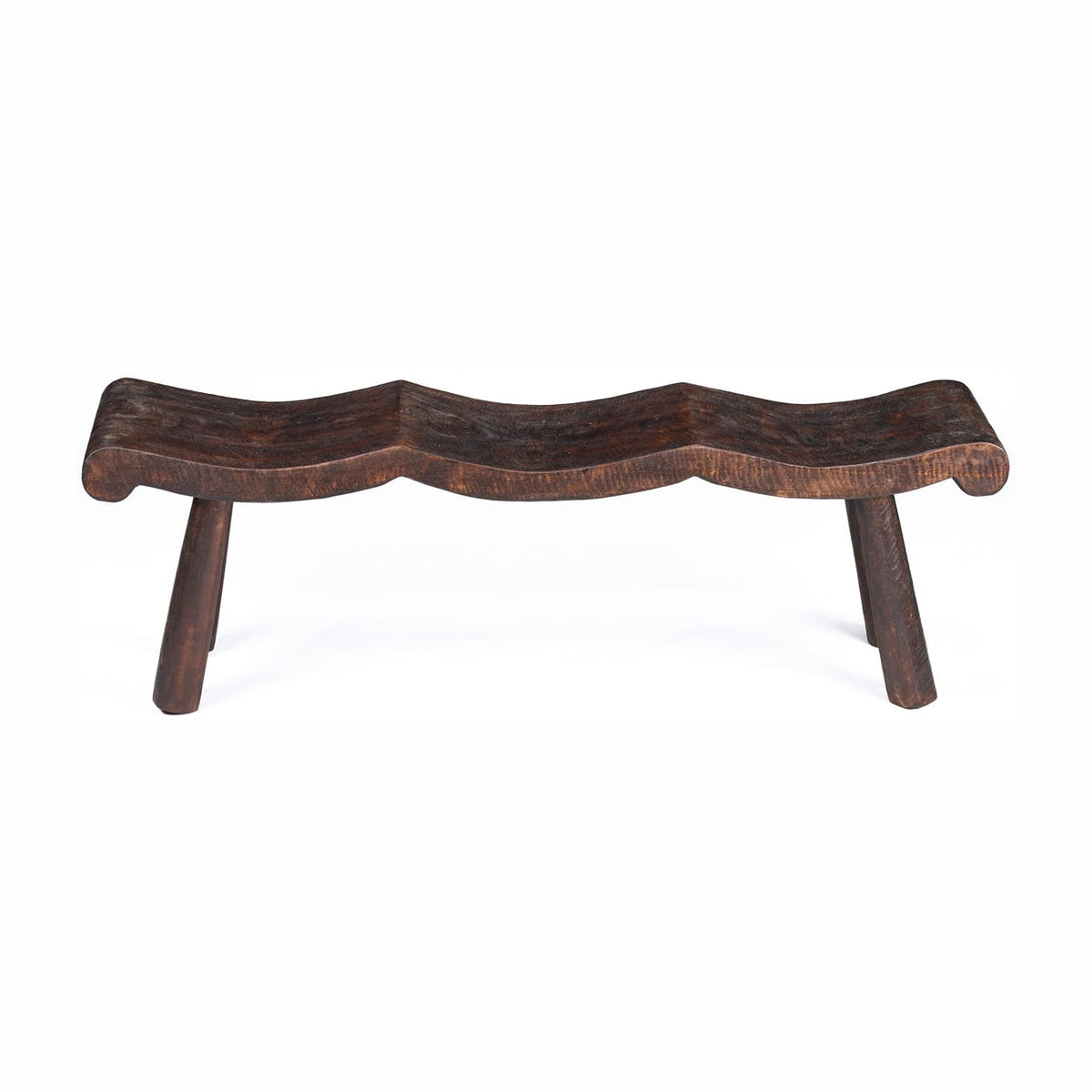 Banc en bois de manguier massif marron foncé 155x35x50cm Lombok Wave - Bazar Bizar — vue 5