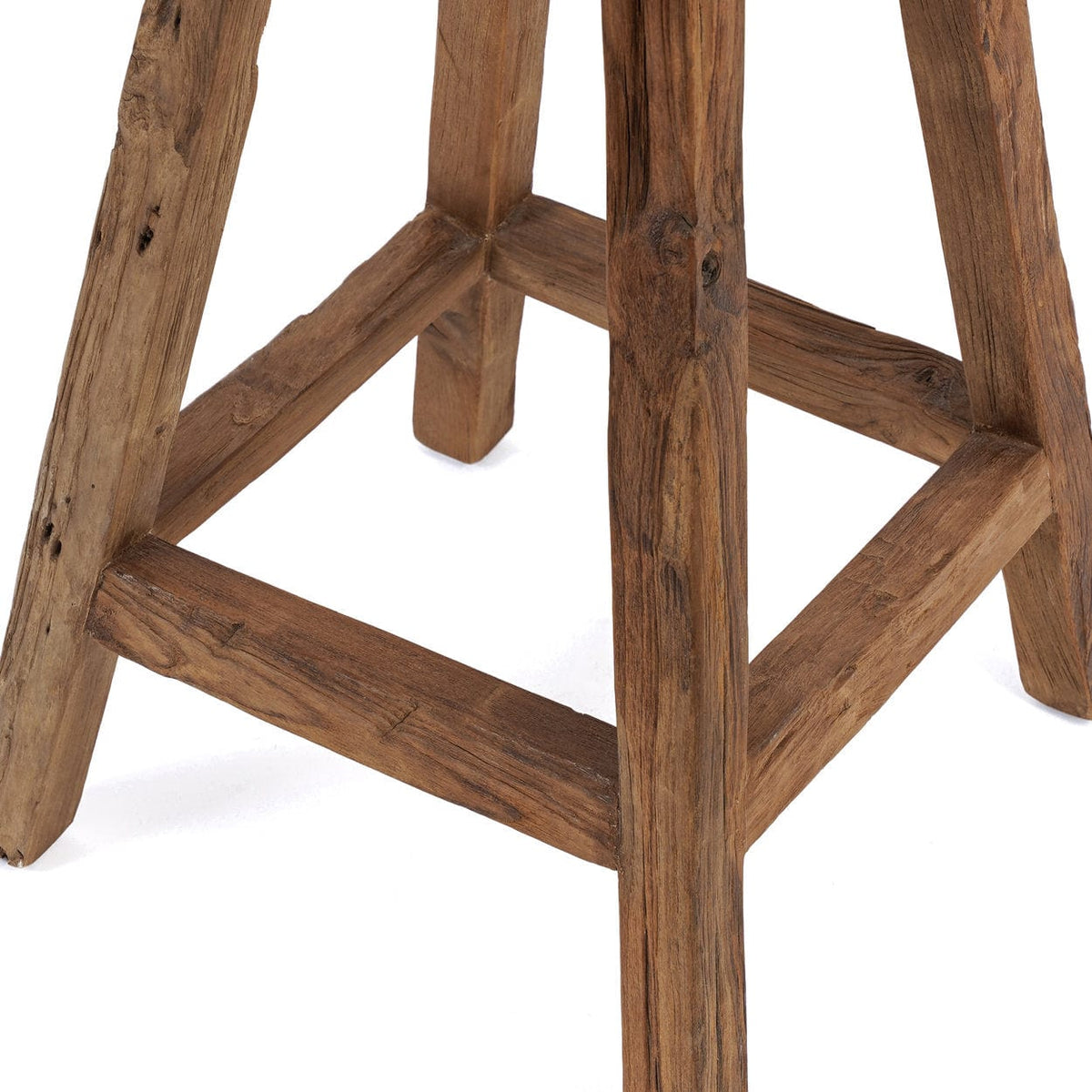 Tabouret de bar en teck naturel recyclé marron 39x39x70cm Shibori - Bazar Bizar — vue 7