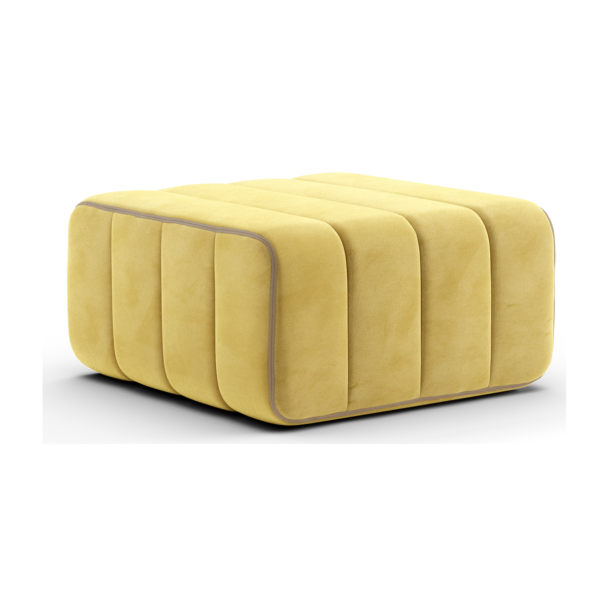 Module en tissu velours Barcelone jaune 68x68x34cm Curt - Ambivalenz