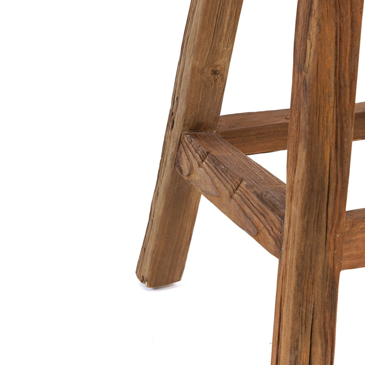 Tabouret de bar en teck naturel recyclé marron 39x39x70cm Shibori - Bazar Bizar — vue 5