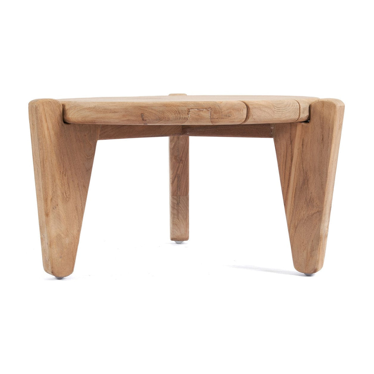 Table basse de jardin ronde en teck massif recyclé naturel 70x70x35cm Seseh - Bazar Bizar — vue 4