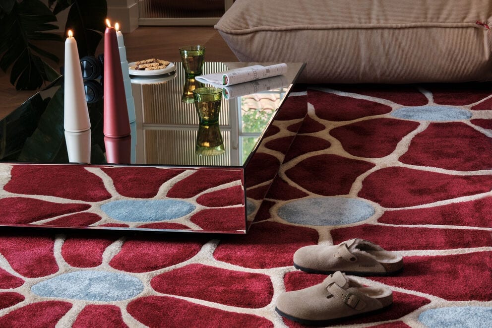 Tapis rectangulaire en tissu imprimé floral bordeaux 230x160cm Petit Groovy Bloom - Fatboy — vue 2