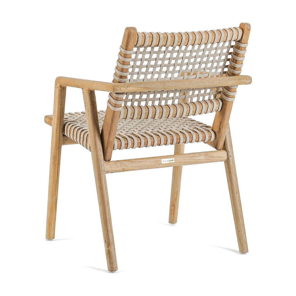 Chaise de jardin avec accoudoirs en bois de teck recyclé naturel 54x58x82cm Trikeri - Bazar Bizar — vue 8