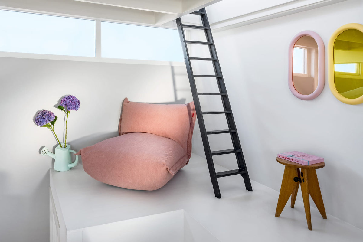 Fauteuil lounge en tissu côtelé rose 102x85x75cm BonBaron Slim - Fatboy — vue 9