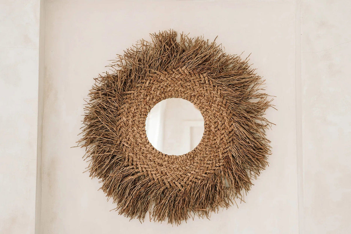 Miroir rond en fibre naturelle marron 5cm Early Monday - Bazar Bizar — vue 10