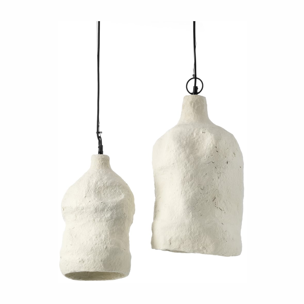 Suspension artisanale en papier mâché blanc 28cm Moloko - Bazar Bizar — vue 3