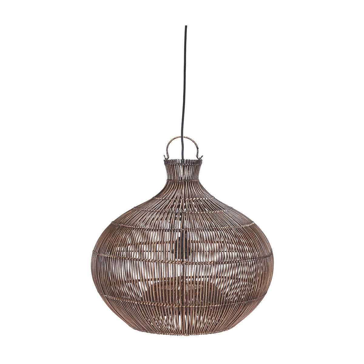 Suspension ronde en bambou tressé brun foncé 48cm Desert Gourd - Bazar Bizar