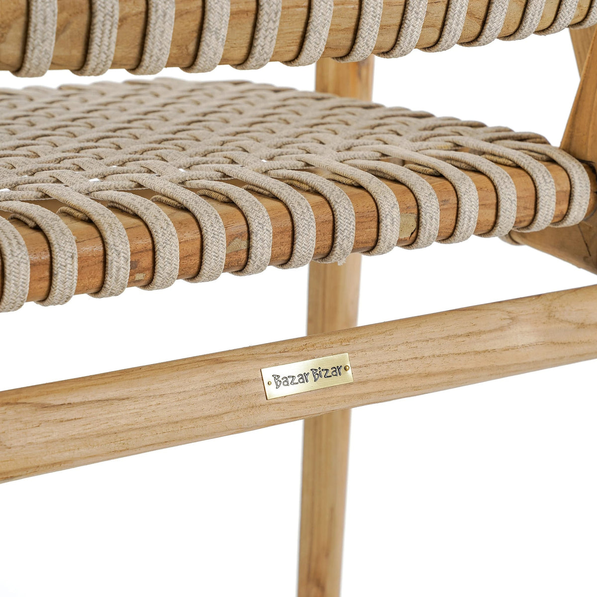 Chaise de jardin avec accoudoirs en bois de teck recyclé naturel 54x58x82cm Trikeri - Bazar Bizar — vue 7