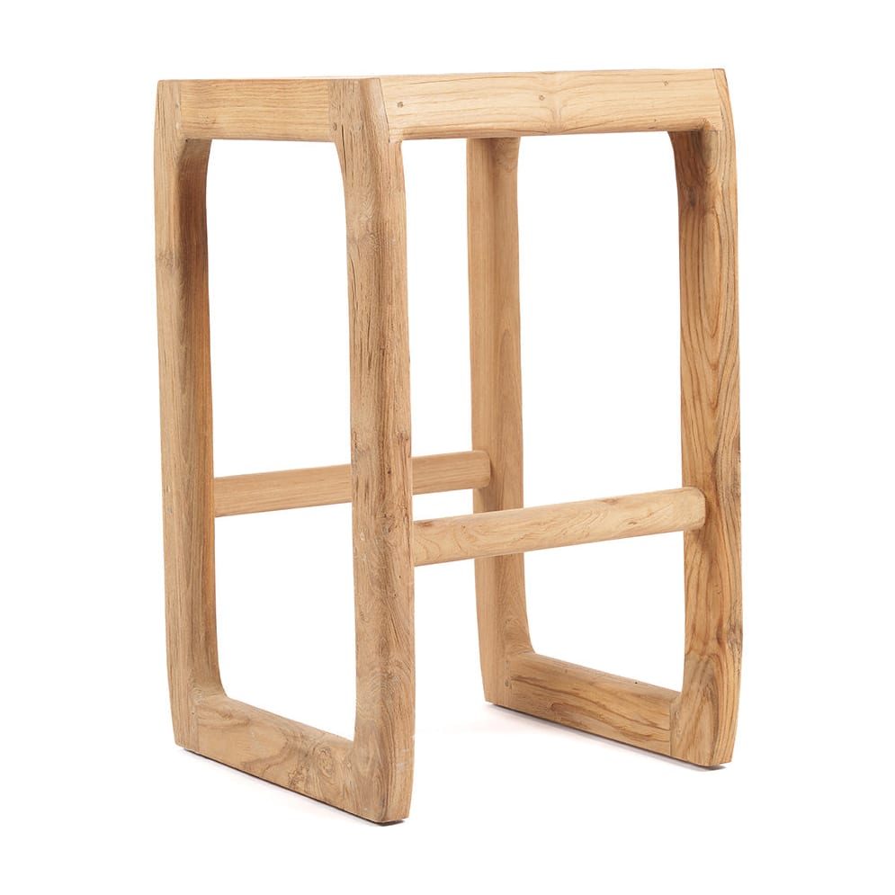 Tabouret de bar en teck naturel recyclé marron 42x42x70cm Ithaca - Bazar Bizar