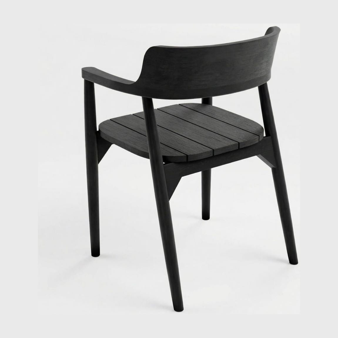 Chaise avec accoudoirs en bois de teck massif noir 58x52x80cm Febriansah - Bazar Bizar — vue 3