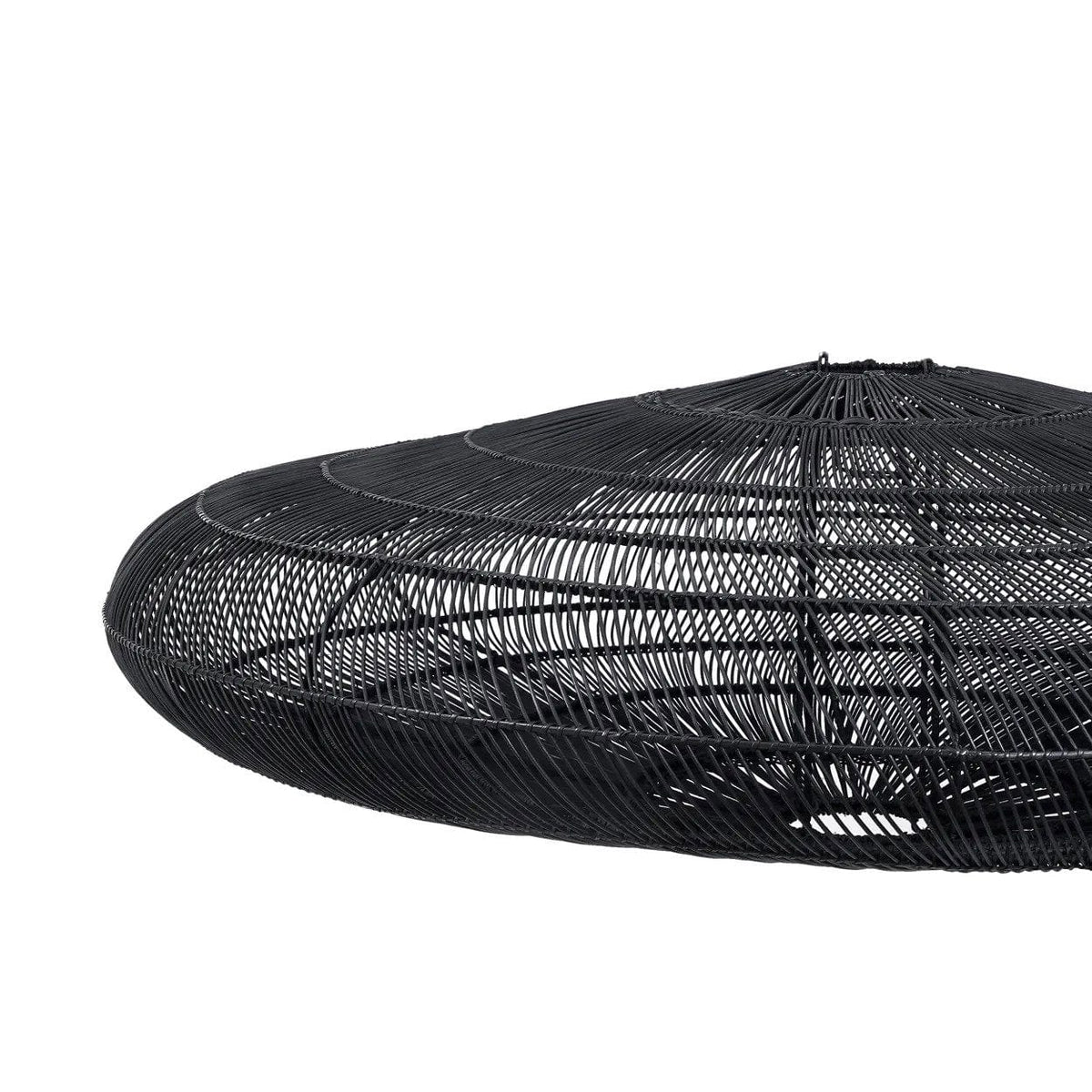 Suspension ronde en rotin tressé noir 150cm Macaron - Bazar Bizar — vue 3