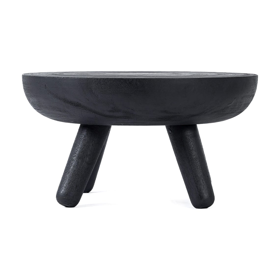 Table basse ronde en bois de suar noir 75x75x41cm Losten - Bazar Bizar