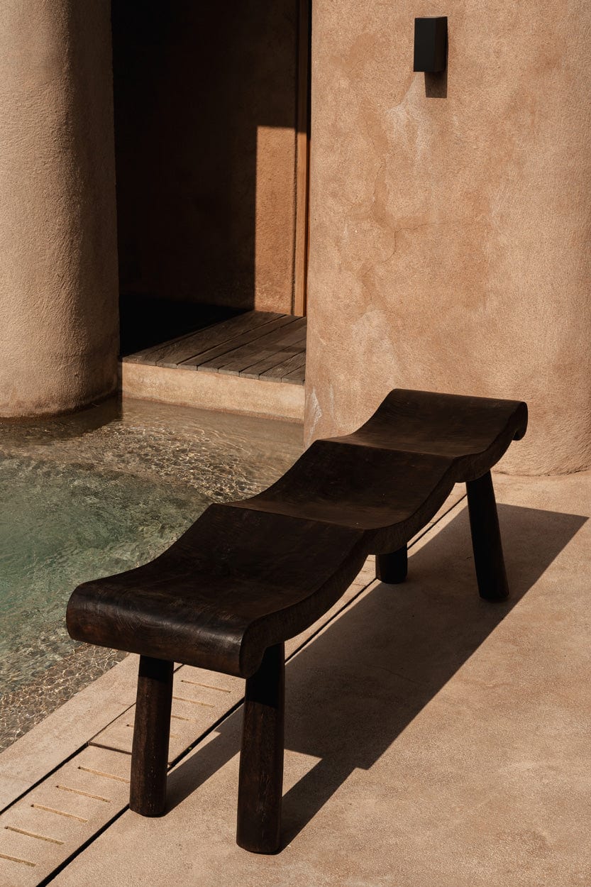 Banc en bois de manguier massif marron foncé 155x35x50cm Lombok Wave - Bazar Bizar — vue 3