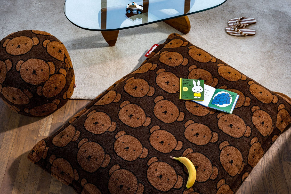 Pouf pour enfant en tissu doux marron 155x120x2cm Original Slim Teddy x Boris - Fatboy — vue 2