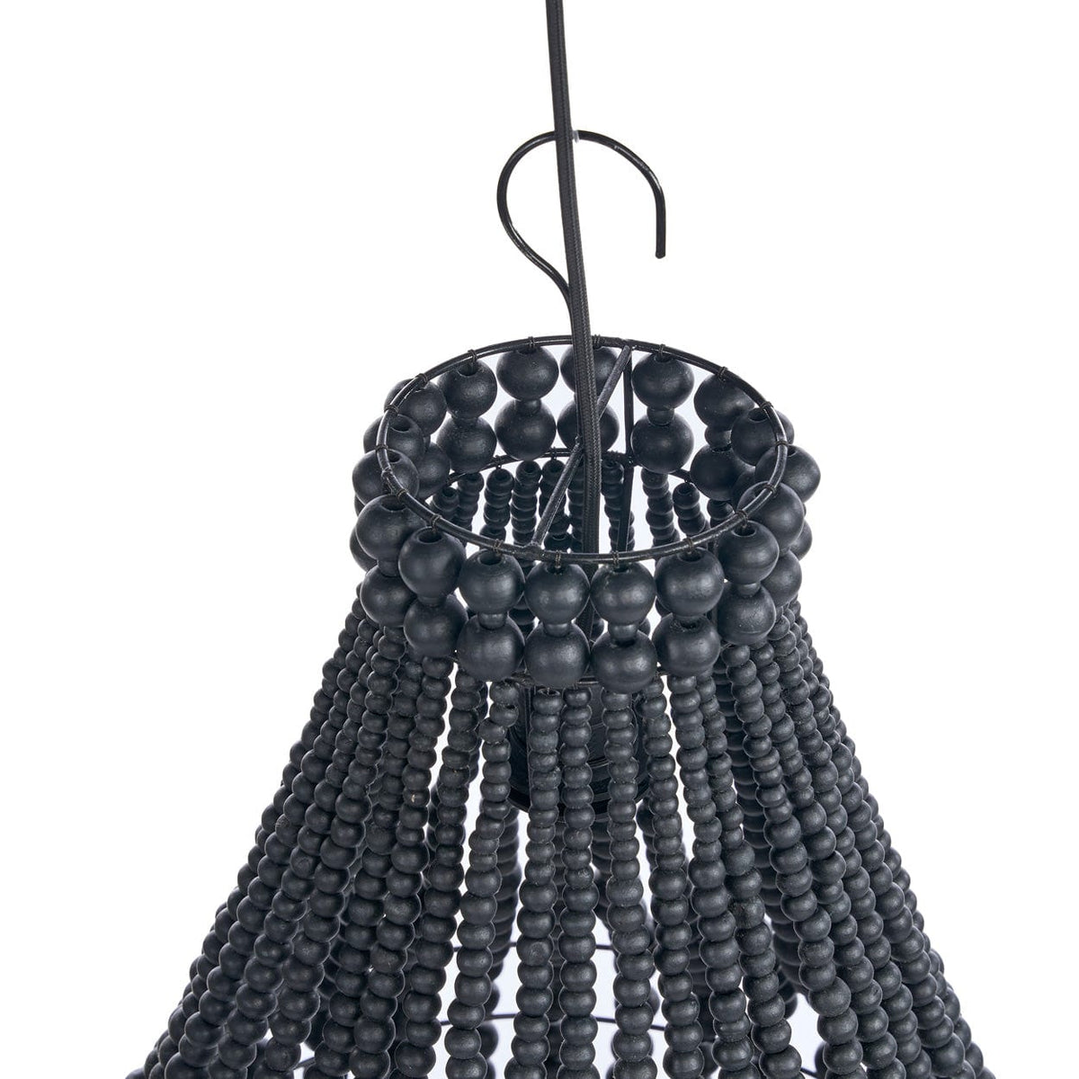 Lustre en perles de bois noir 40cm Teardrop - Bazar Bizar — vue 6