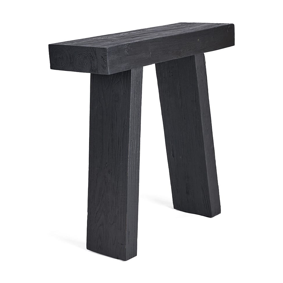 Console en teck massif noir 30x86x87cm Stance - Bazar Bizar