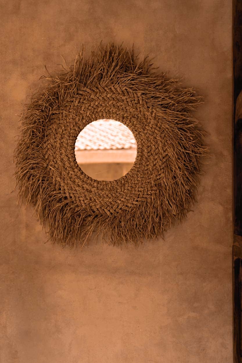 Miroir rond en fibre naturelle marron 5cm Early Monday - Bazar Bizar — vue 4