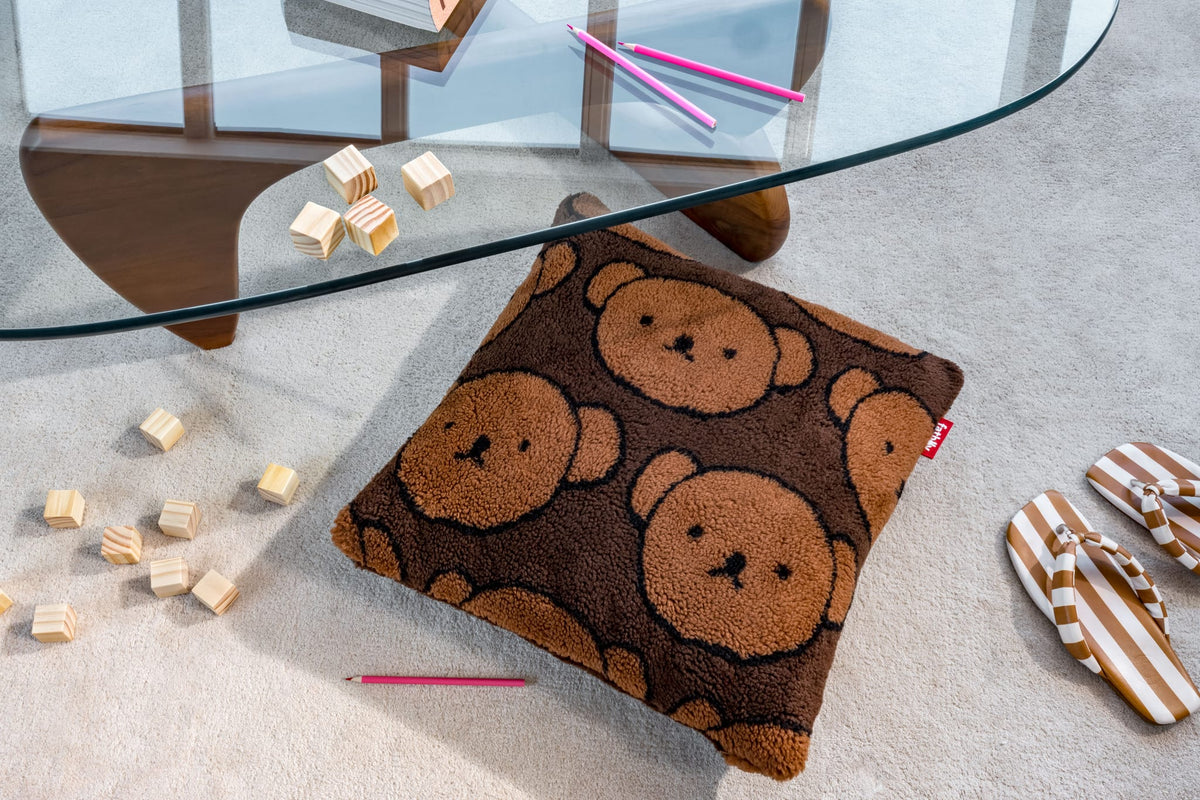 Coussin carré en tissu doux marron 50x50cm Square Pillow Teddy x Boris - Fatboy — vue 3