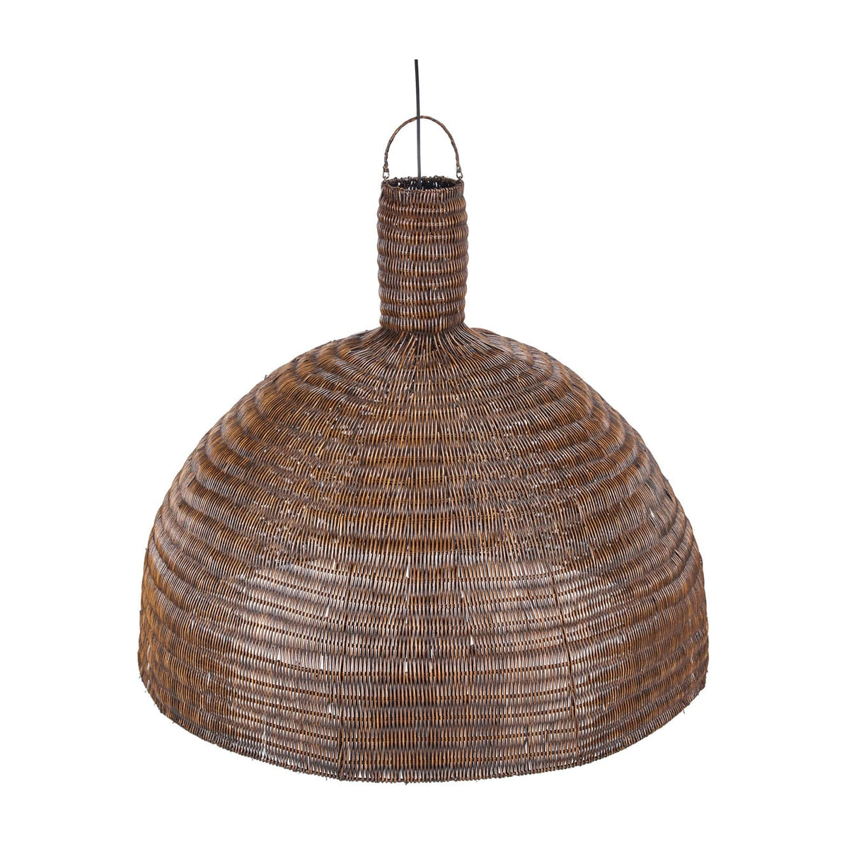 Suspension ronde en rotin tressé marron foncé 100cm Dome - Bazar Bizar — vue 4