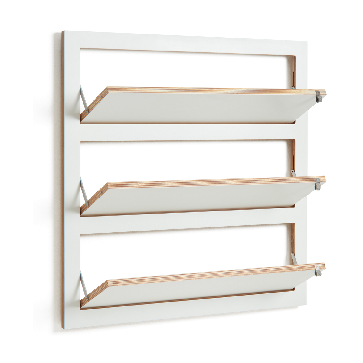 Meuble à chaussures murale en bouleau blanc 80x19x80cm Fläpps - Ambivalenz