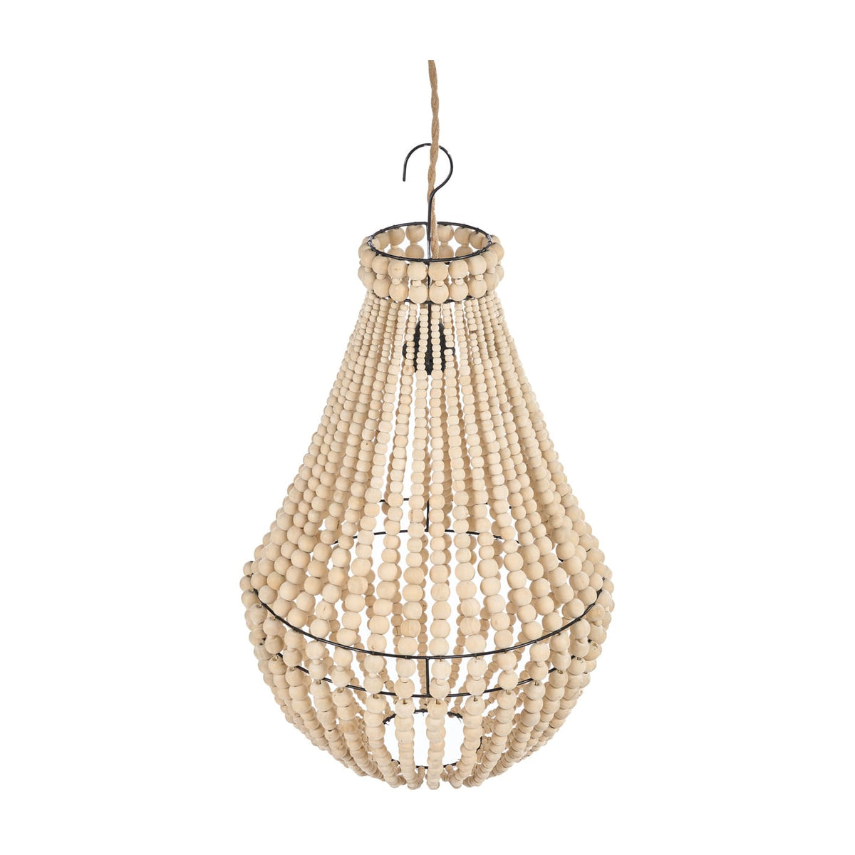 Lustre en perles de bois naturel 40cm Teardrop - Bazar Bizar — vue 5