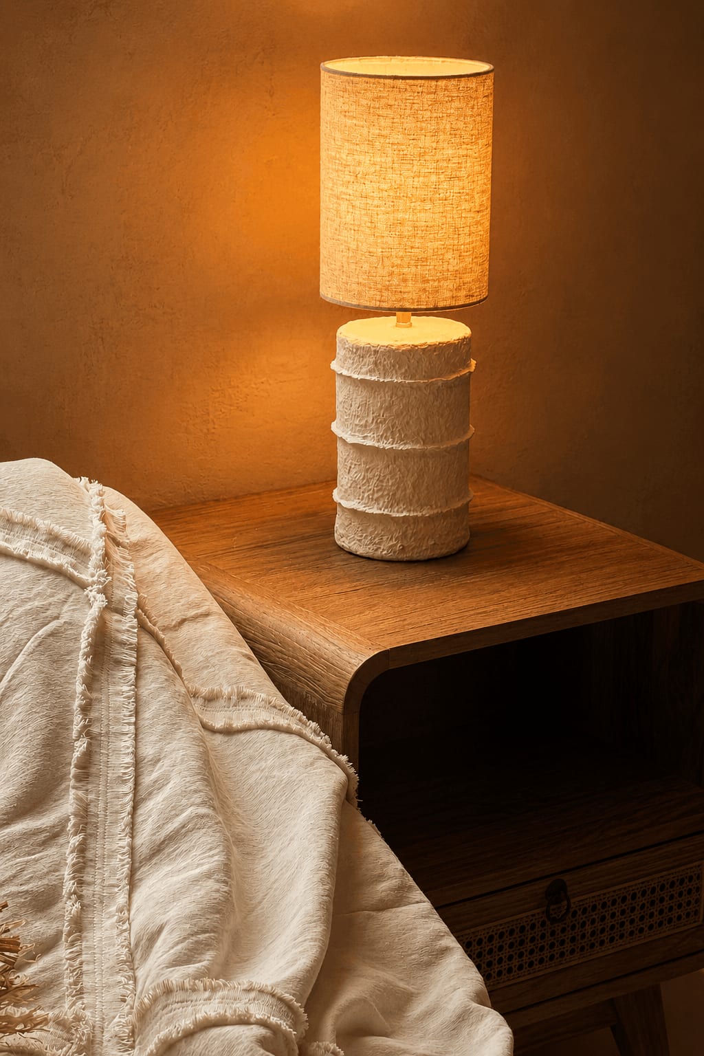 Lampe de table en papier mâché blanc 20cm Contour - Bazar Bizar — vue 2