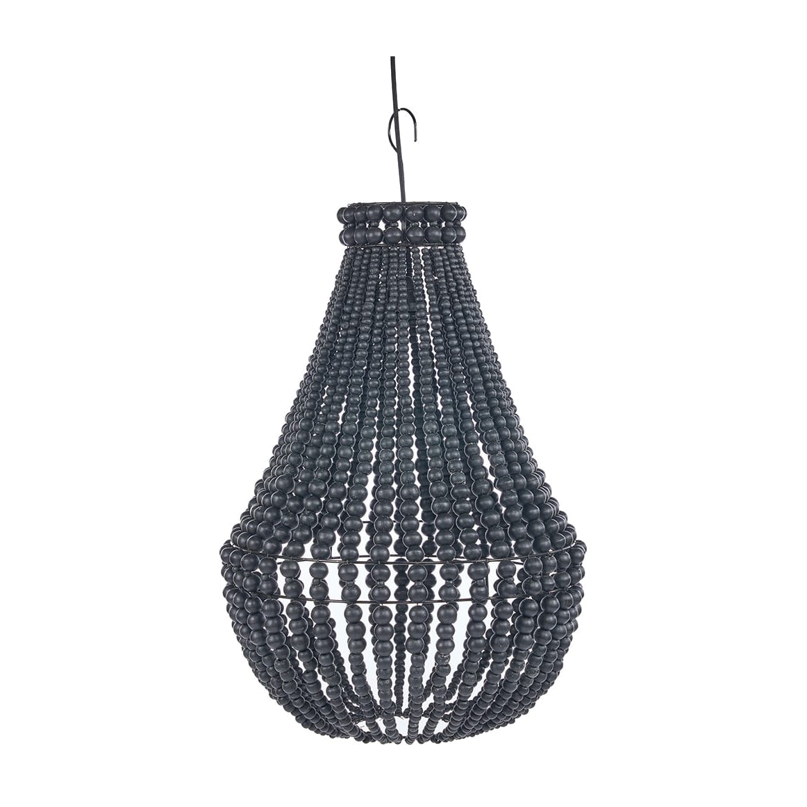 Lustre en perles de bois noir 40cm Teardrop - Bazar Bizar