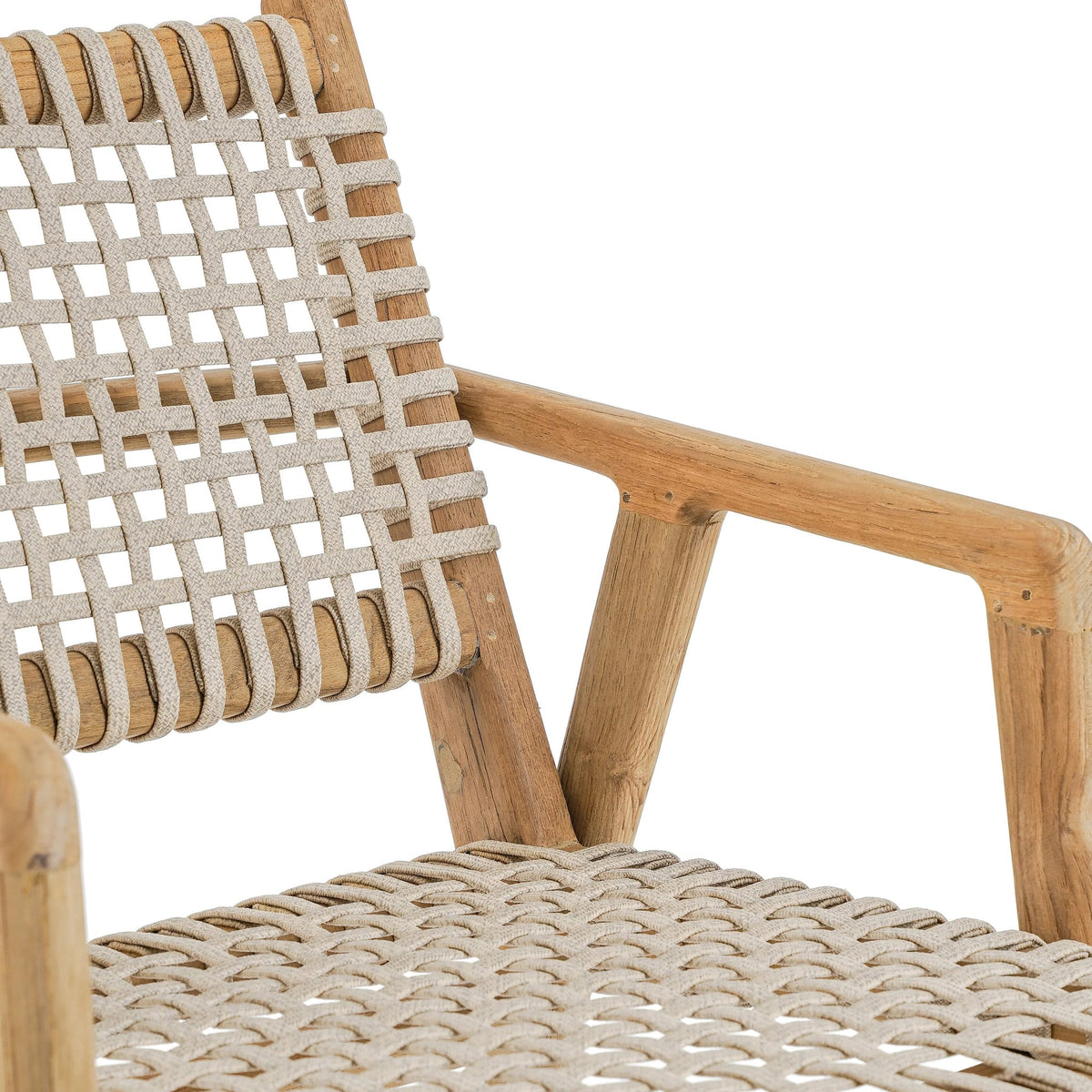 Chaise de jardin avec accoudoirs en bois de teck recyclé naturel 54x58x82cm Trikeri - Bazar Bizar — vue 4