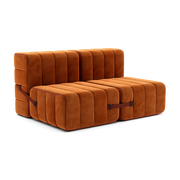 Canapé 2 places en tissu velours Barcelone rouge 136x102x68cm Curt - Ambivalenz