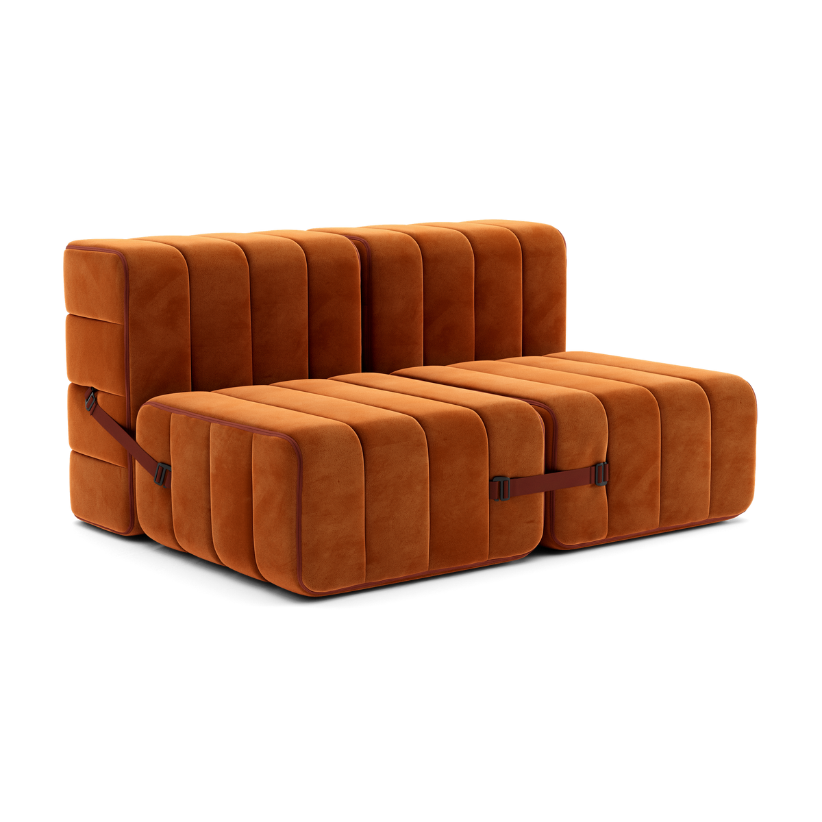 Canapé 2 places en tissu velours Barcelone rouge 136x102x68cm Curt - Ambivalenz