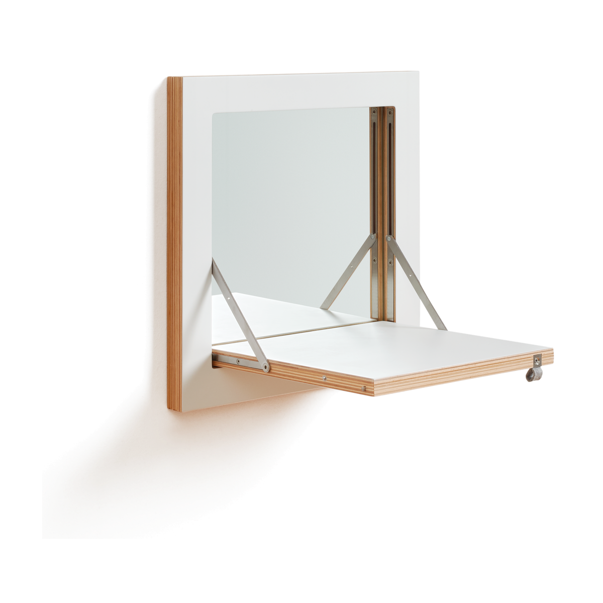 Étagère et miroir murale en bouleau blanc 40x31x40cm Fläpps - Ambivalenz