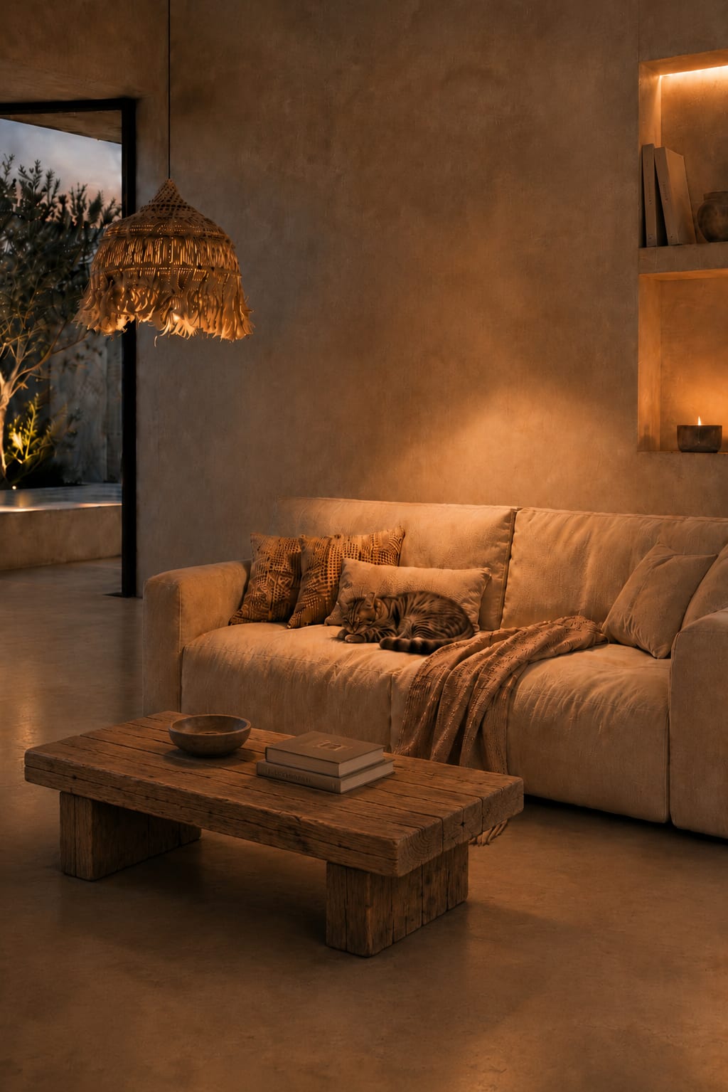 Suspension ronde en fibre végétale tressée beige 50cm Abaca Hoola Pendant - Natural - L - Bazar Bizar — vue 3
