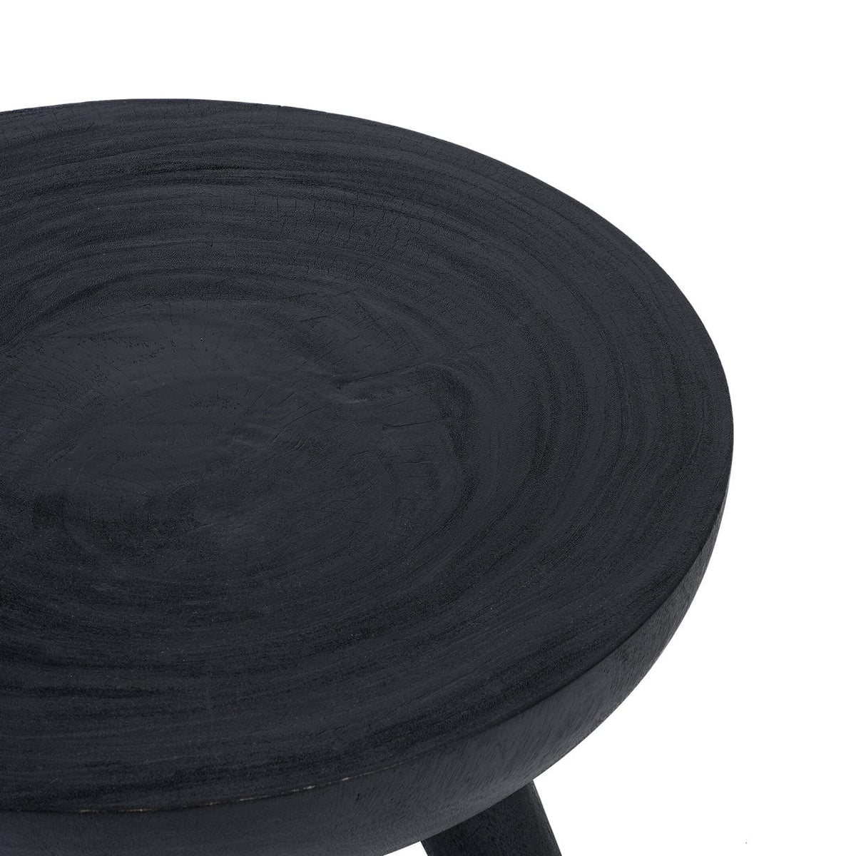 Table basse ronde en bois de suar noir 75x75x41cm Losten - Bazar Bizar — vue 4