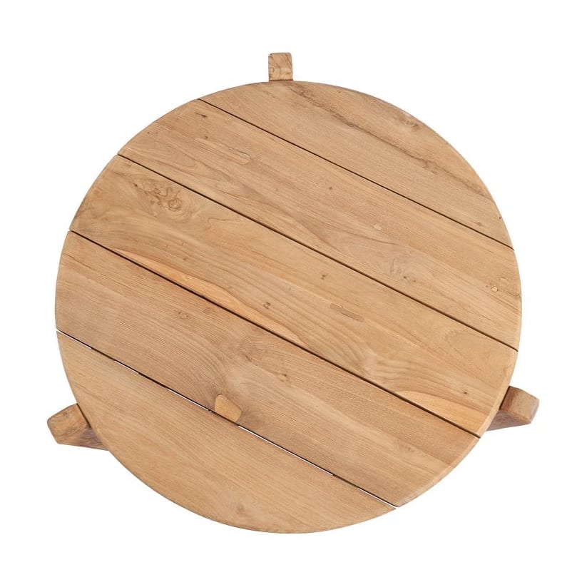 Table basse de jardin ronde en teck massif recyclé naturel 50x50x30cm Seseh - Bazar Bizar — vue 6