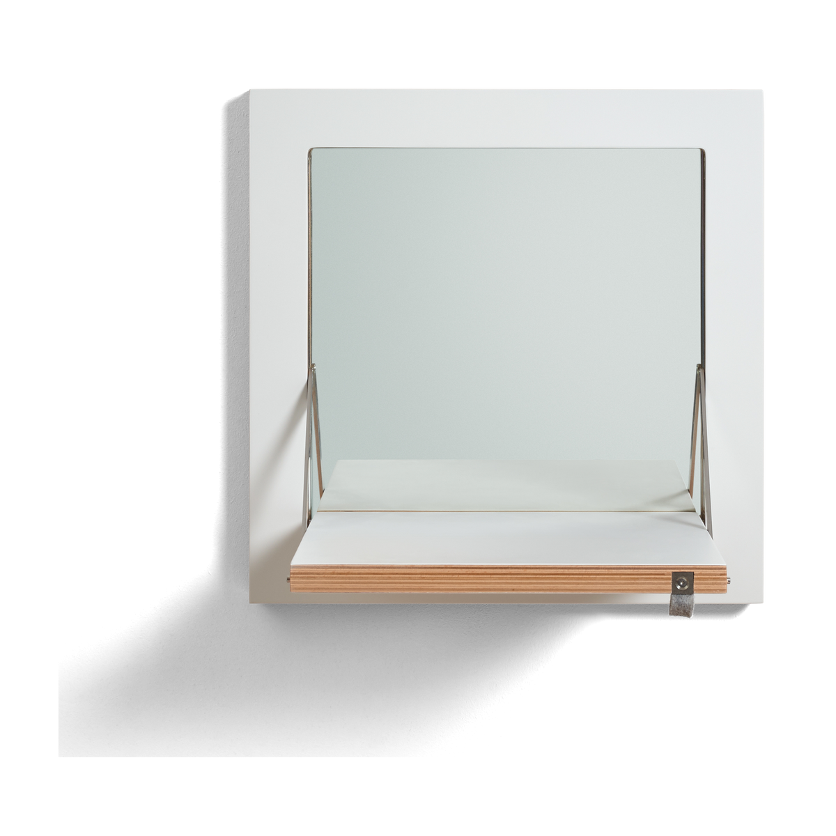 Étagère et miroir murale en bouleau blanc 40x31x40cm Fläpps - Ambivalenz — vue 3