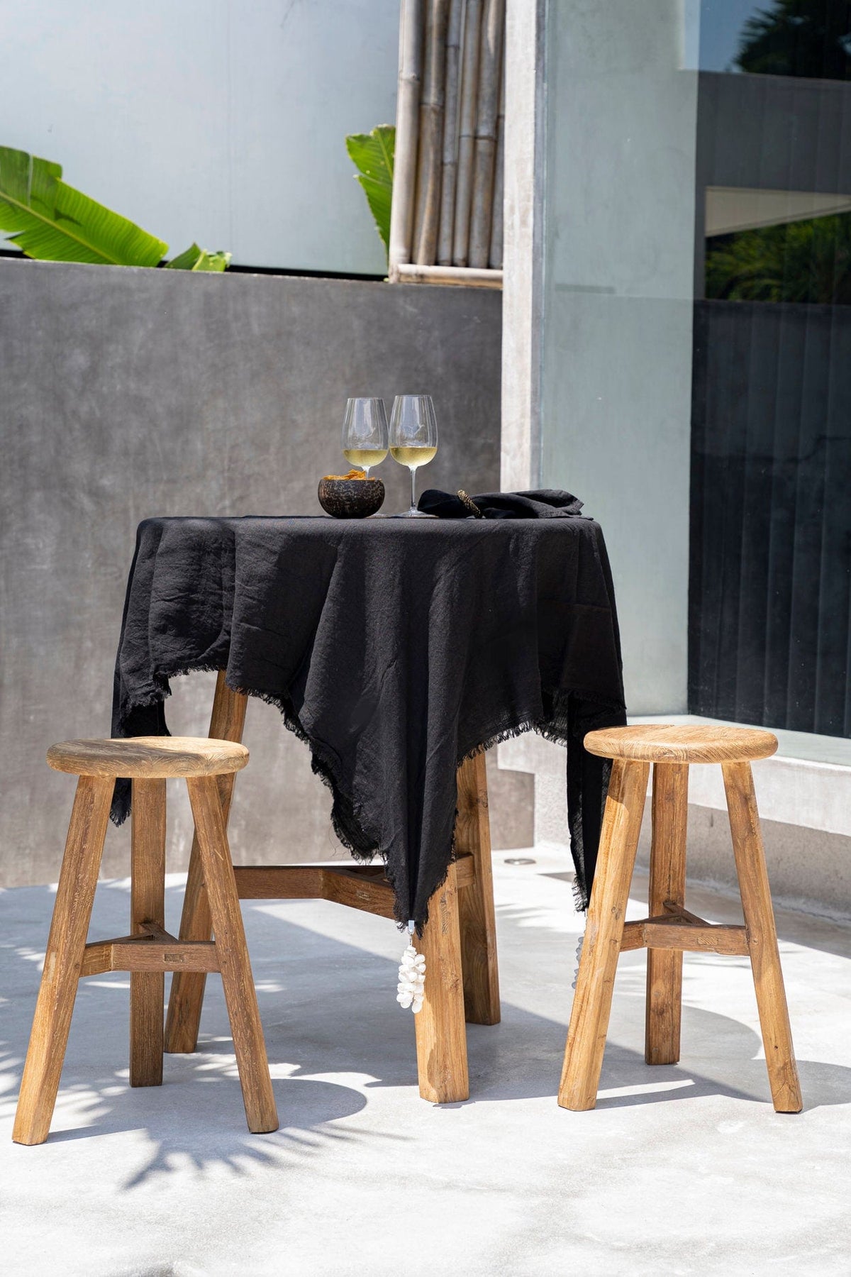Tabouret de bar de jardin en teck massif naturel 44x44x70cm Fusuma - Bazar Bizar — vue 5
