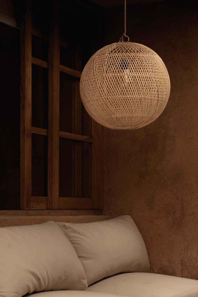 Suspension ronde en rotin tressé naturel 50cm Bubble - Bazar Bizar — vue 4