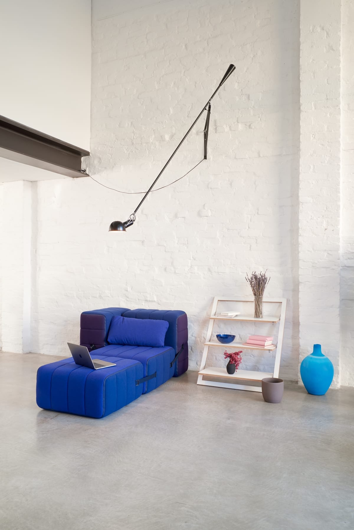 Module en tissu jet bleu foncé 68x68x34cm Curt - Ambivalenz — vue 4