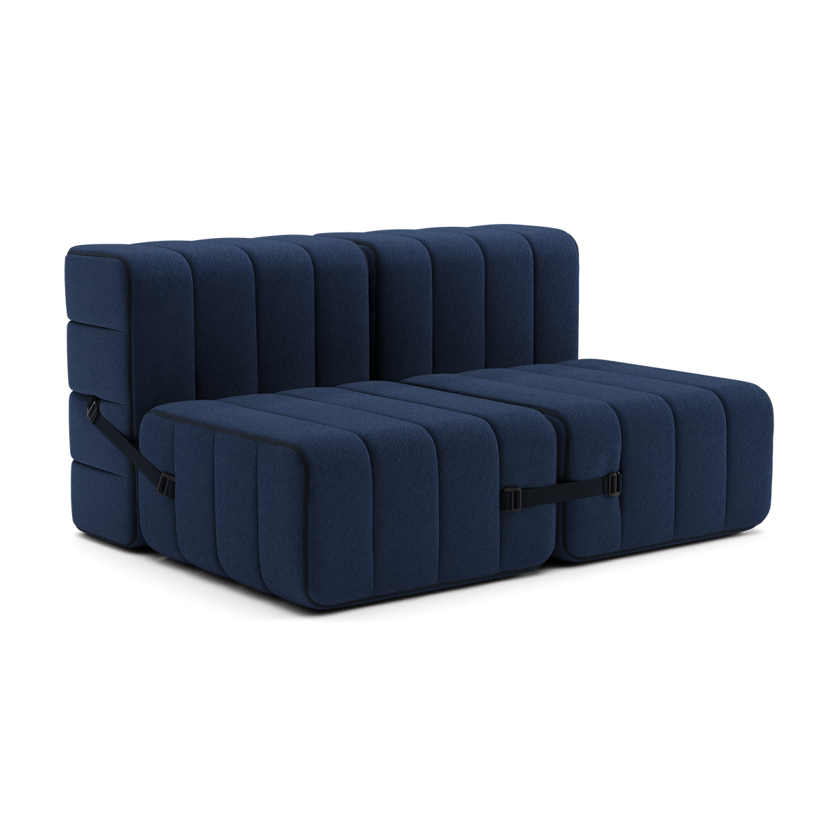 Canapé 2 places en tissu Jet bleu nuit 136x102x68cm Curt - Ambivalenz
