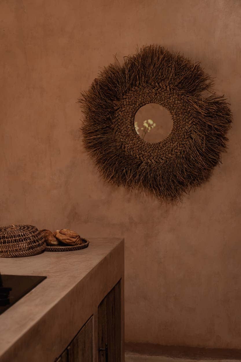 Miroir rond en fibre naturelle marron 5cm Early Monday - Bazar Bizar — vue 3