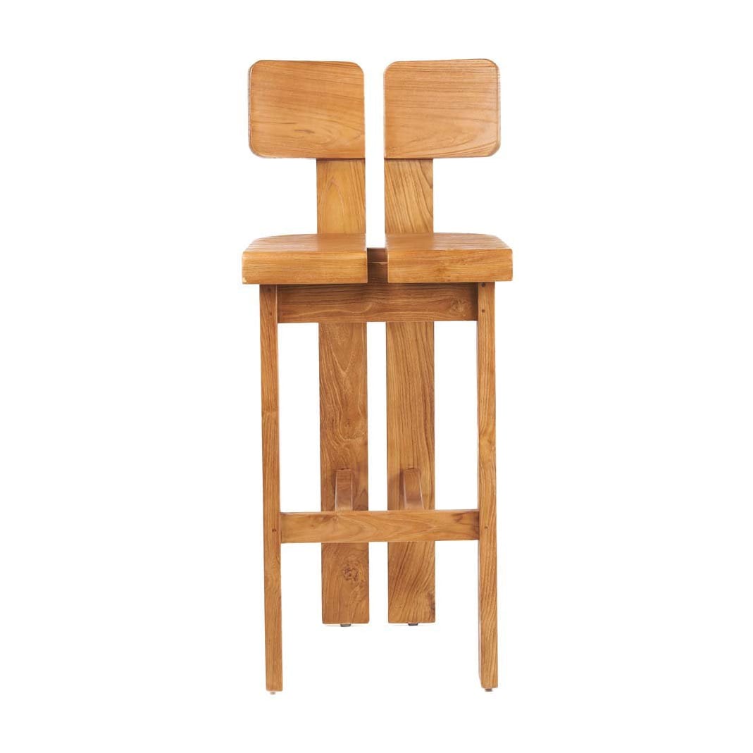 Tabouret de bar en teck massif naturel marron 46x58x108cm Sama Sama - Bazar Bizar — vue 4