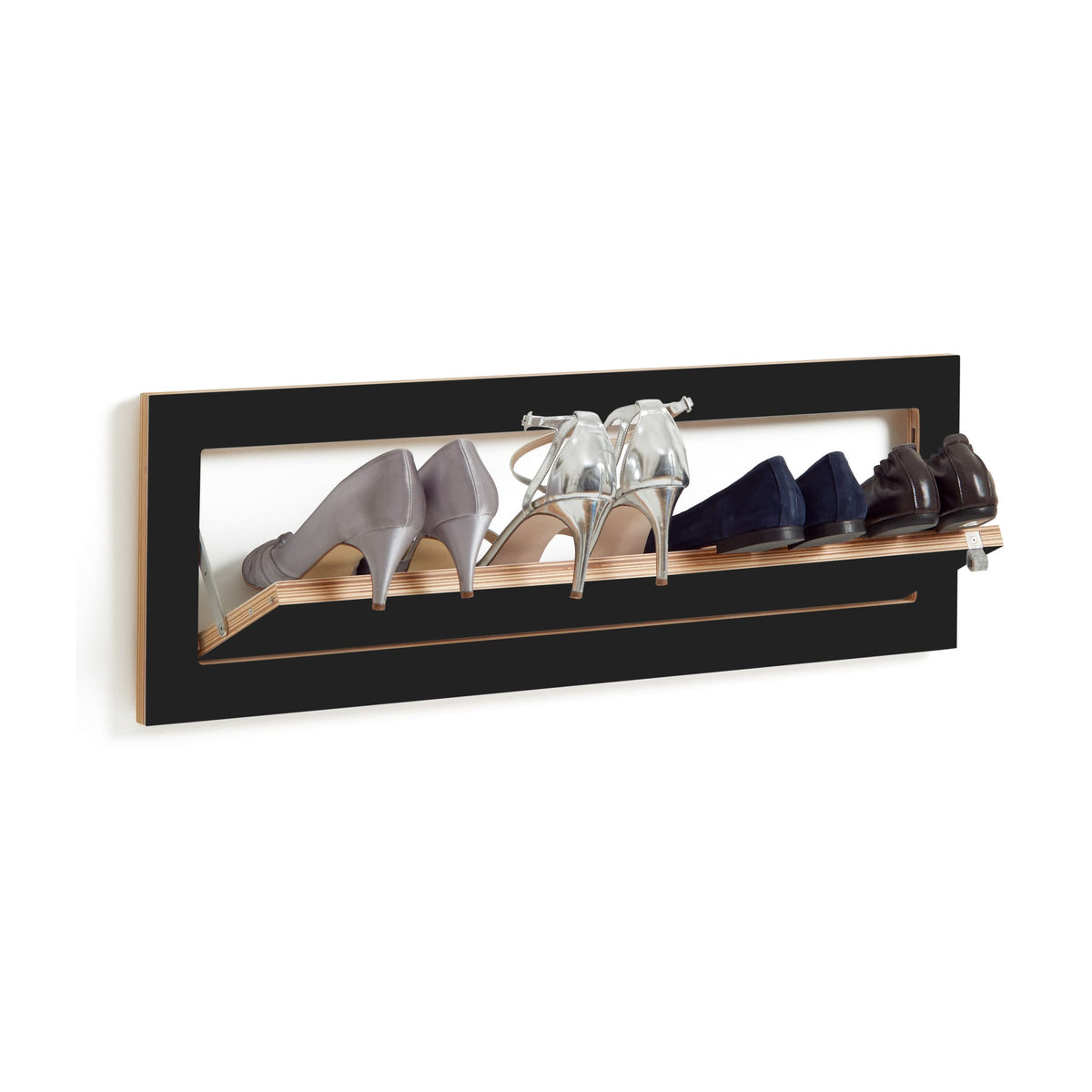 Meuble à chaussures murale en bouleau noir 27x17x80cm Fläpps - Ambivalenz — vue 2