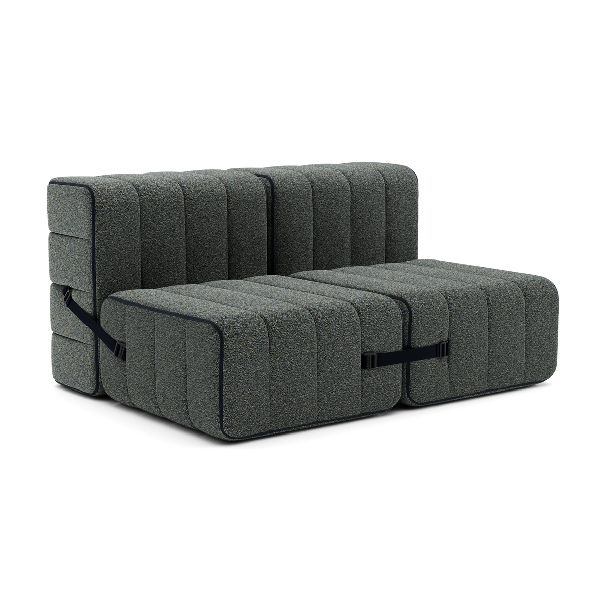 Canapé 2 places en tissu Sera en laine grise 136x102x68cm Curt - Ambivalenz