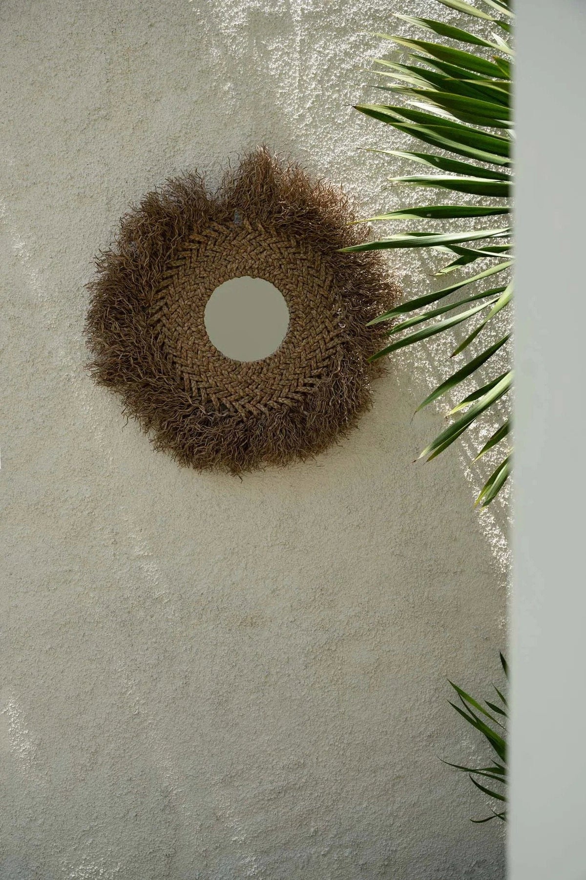 Miroir rond en fibre naturelle marron 5cm Early Monday - Bazar Bizar — vue 5