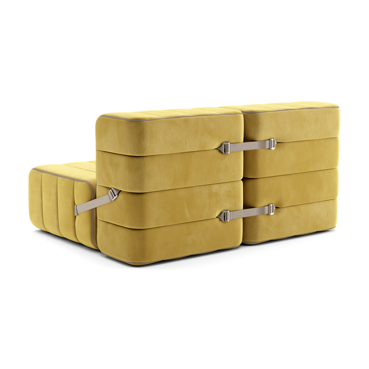 Canapé 2 places en tissu velours Barcelone jaune 136x102x68cm Curt - Ambivalenz — vue 6