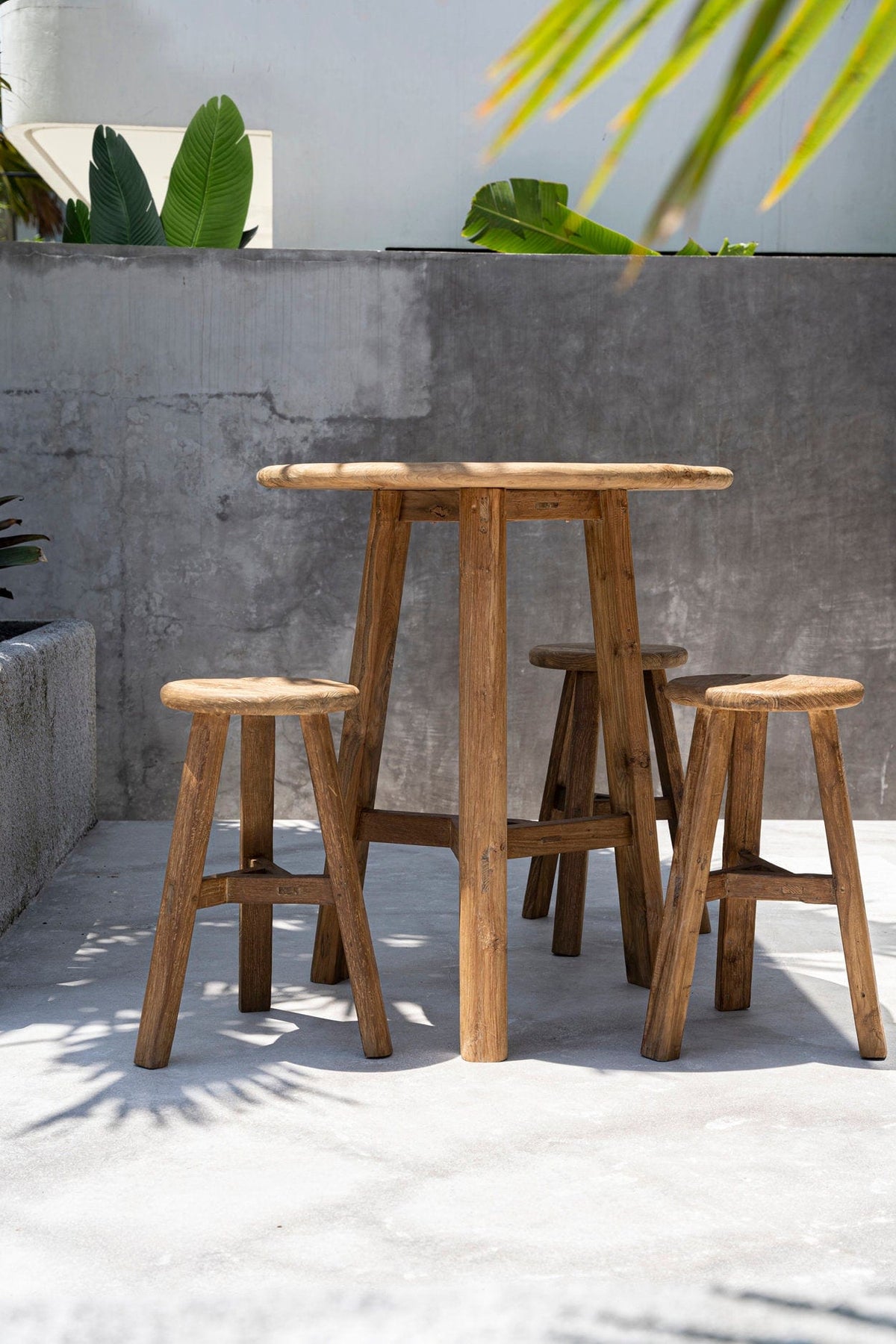 Tabouret de bar de jardin en teck massif naturel 44x44x70cm Fusuma - Bazar Bizar — vue 3