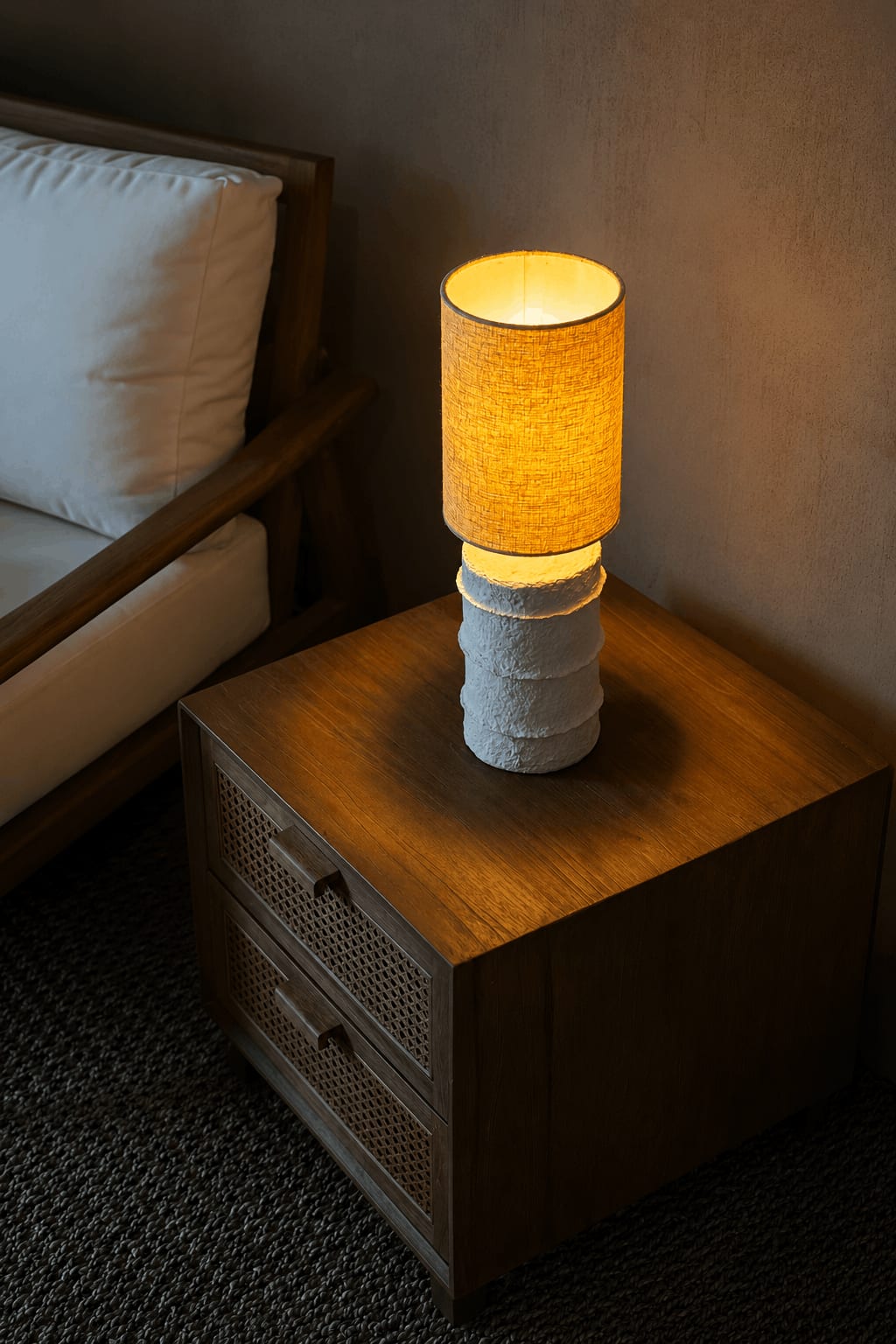 Lampe de table en papier mâché blanc 20cm Contour - Bazar Bizar — vue 5